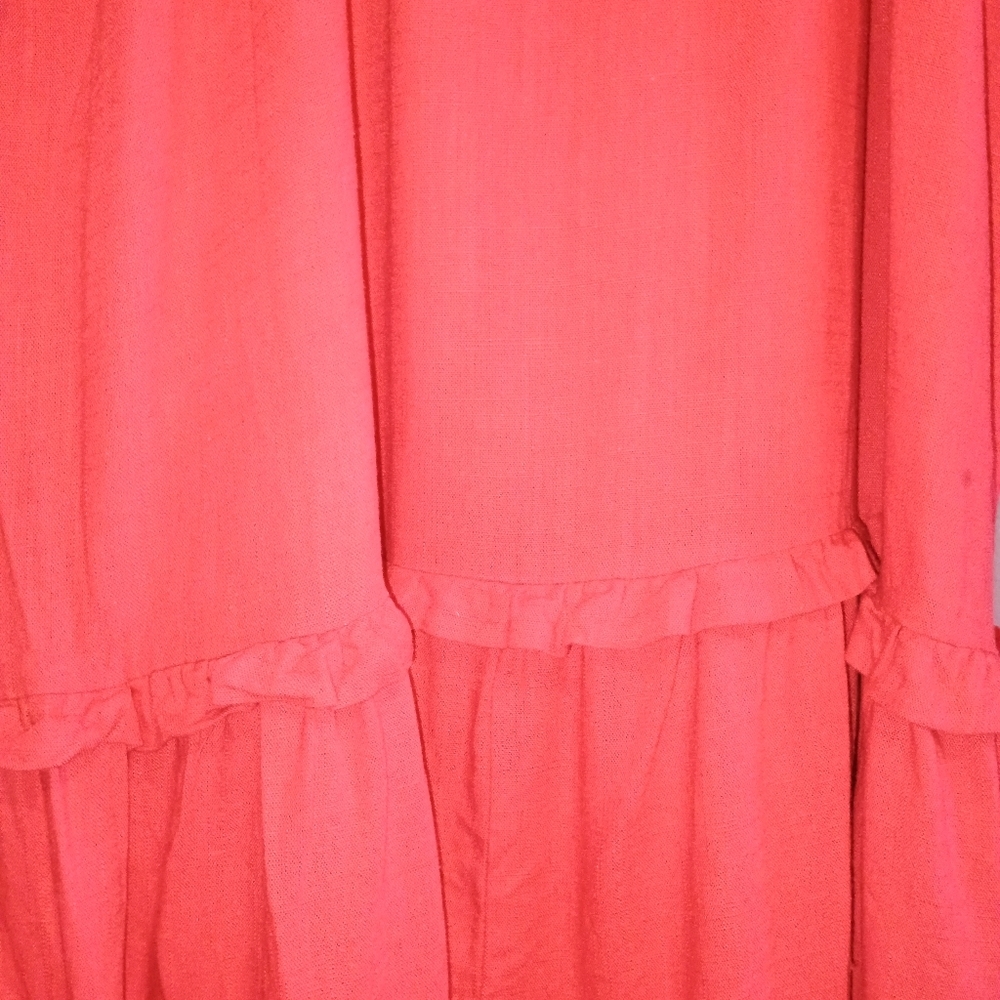 M Shopthemint Women’s Size M Red Linen Cotton Ruffle Peasant Tunic Dress Boho - Picture 8 of 13